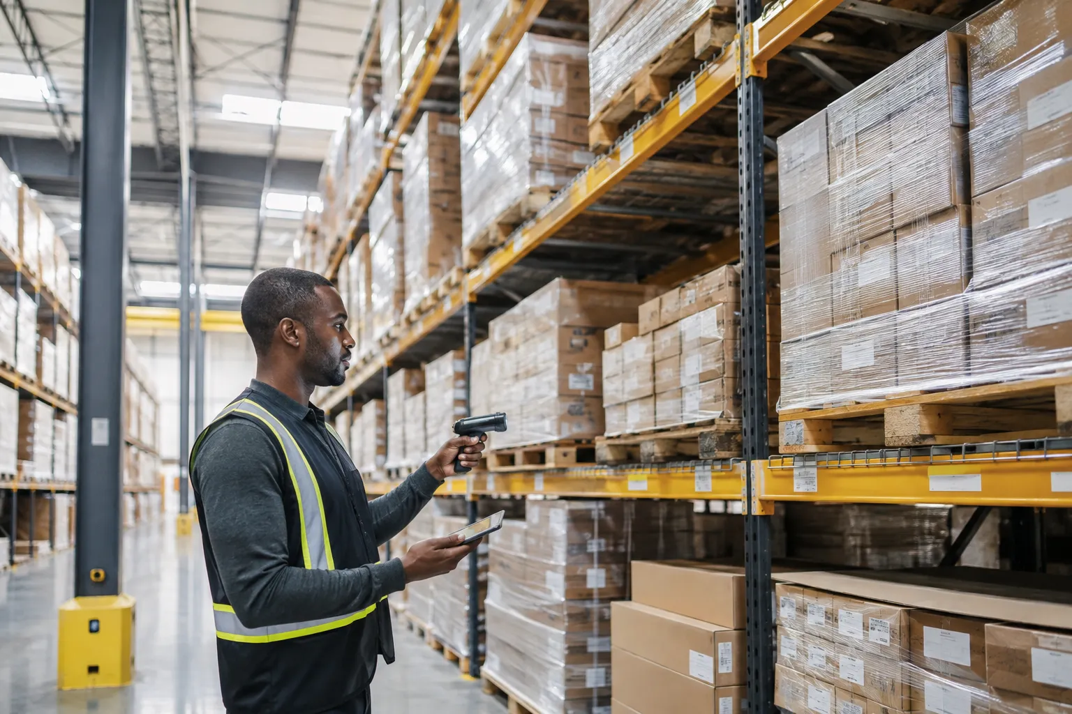 Warehouse staff scanning inventory
