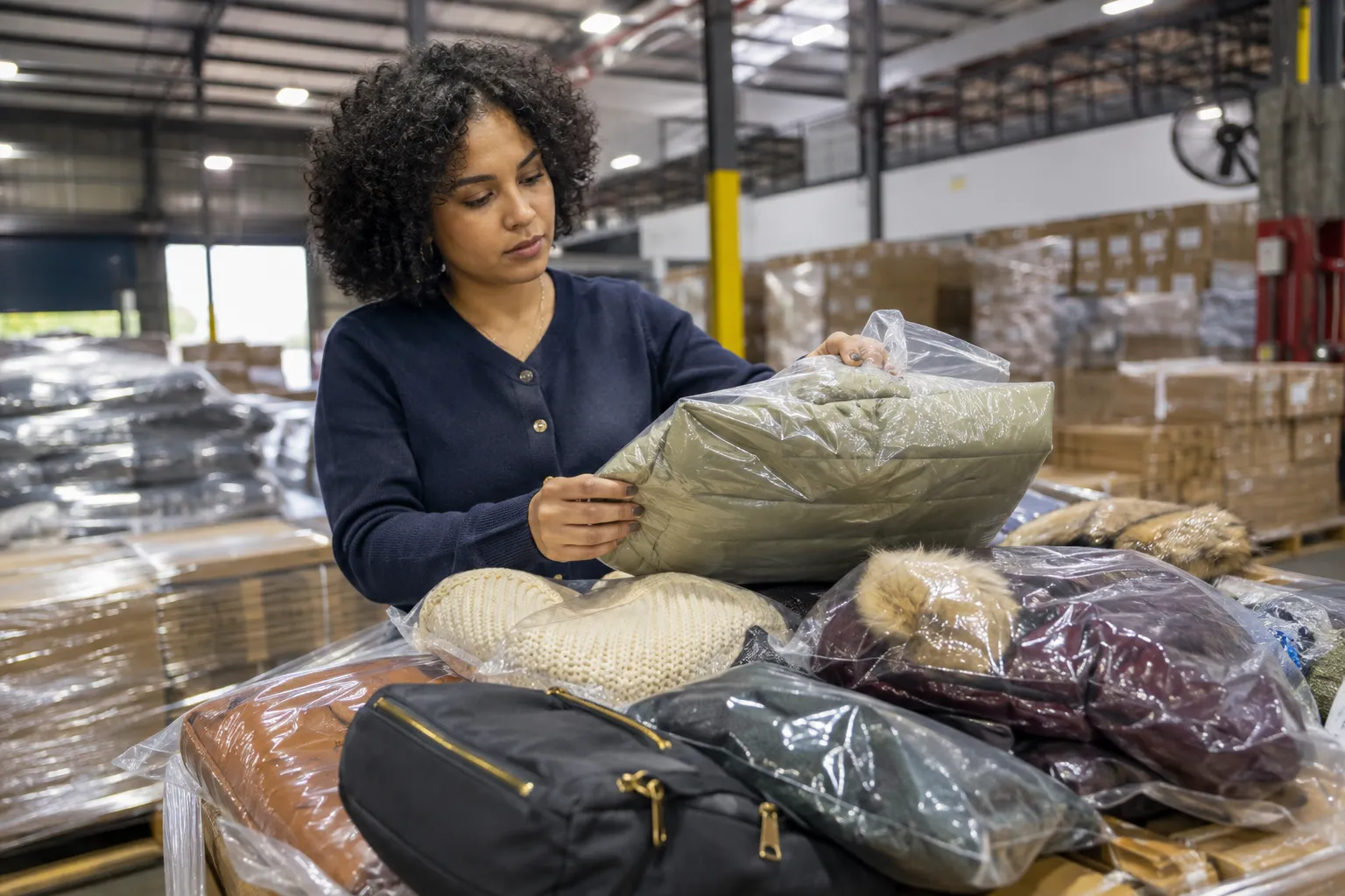 Woman checking clothing