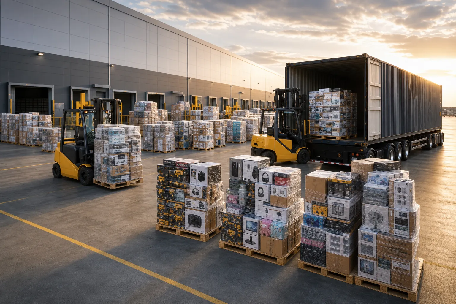 Warehouse pallets being reviewed