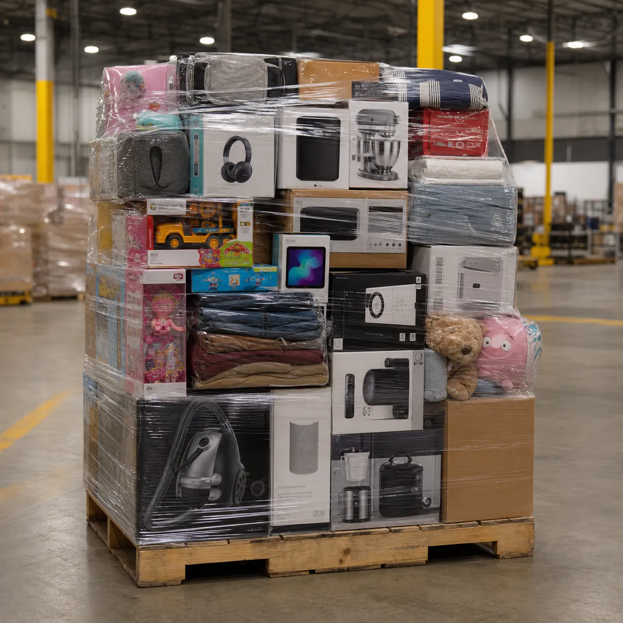Mixed consumer goods liquidation pallet